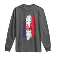 France Gallic Rooster Football Two Stars Brushstroke French Flag Graphic Long Sleeve Shirt