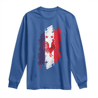 France Gallic Rooster Football Two Stars Brushstroke French Flag Graphic Long Sleeve Shirt
