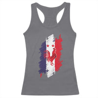 France Gallic Rooster Football Two Stars Brushstroke French Flag Graphic Racerback Tank Top