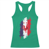 France Gallic Rooster Football Two Stars Brushstroke French Flag Graphic Racerback Tank Top