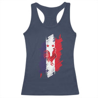 France Gallic Rooster Football Two Stars Brushstroke French Flag Graphic Racerback Tank Top