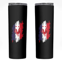 France Gallic Rooster Football Two Stars Brushstroke French Flag Graphic Skinny Tumbler