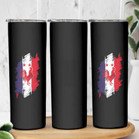 France Gallic Rooster Football Two Stars Brushstroke French Flag Graphic Skinny Tumbler