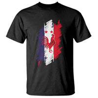France Gallic Rooster Football Two Stars Brushstroke French Flag Graphic T Shirt