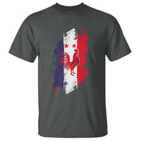 France Gallic Rooster Football Two Stars Brushstroke French Flag Graphic T Shirt