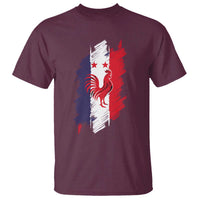 France Gallic Rooster Football Two Stars Brushstroke French Flag Graphic T Shirt