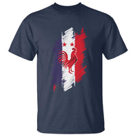 France Gallic Rooster Football Two Stars Brushstroke French Flag Graphic T Shirt