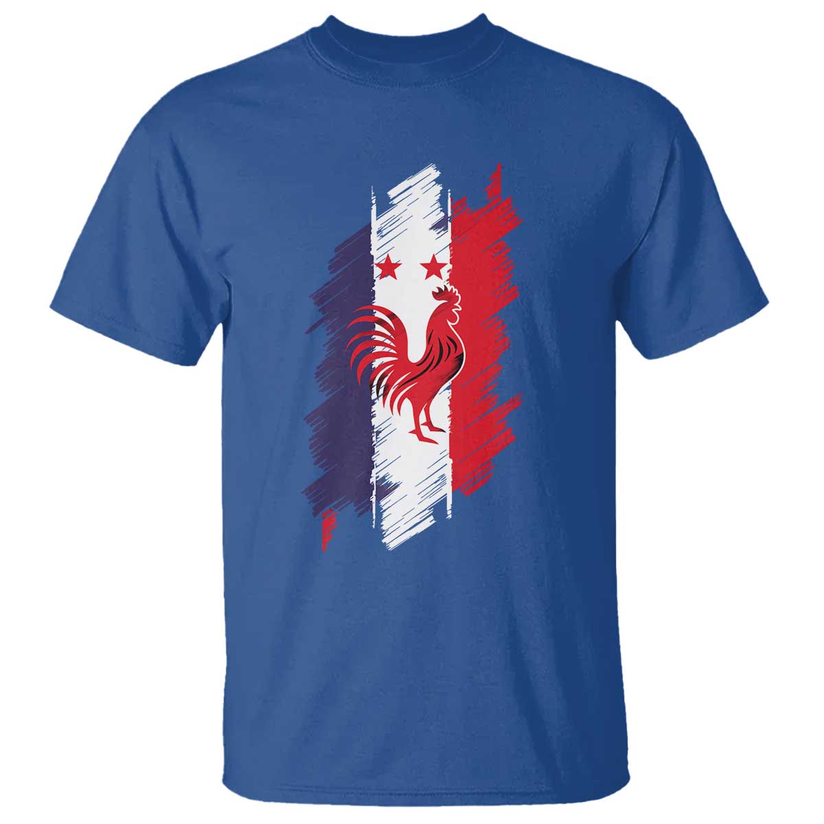 France Gallic Rooster Football Two Stars Brushstroke French Flag Graphic T Shirt