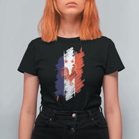 France Gallic Rooster Football Two Stars Brushstroke French Flag Graphic T Shirt For Women