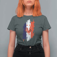 France Gallic Rooster Football Two Stars Brushstroke French Flag Graphic T Shirt For Women
