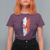 France Gallic Rooster Football Two Stars Brushstroke French Flag Graphic T Shirt For Women