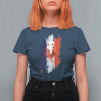 France Gallic Rooster Football Two Stars Brushstroke French Flag Graphic T Shirt For Women