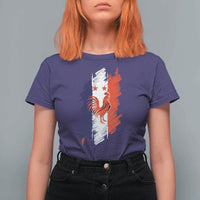 France Gallic Rooster Football Two Stars Brushstroke French Flag Graphic T Shirt For Women
