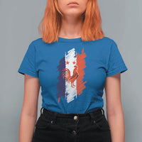 France Gallic Rooster Football Two Stars Brushstroke French Flag Graphic T Shirt For Women