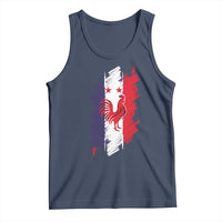 France Gallic Rooster Football Two Stars Brushstroke French Flag Graphic Tank Top