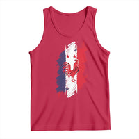 France Gallic Rooster Football Two Stars Brushstroke French Flag Graphic Tank Top