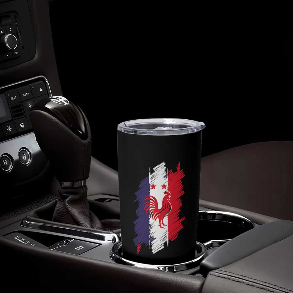 France Gallic Rooster Football Two Stars Brushstroke French Flag Graphic Tumbler Cup