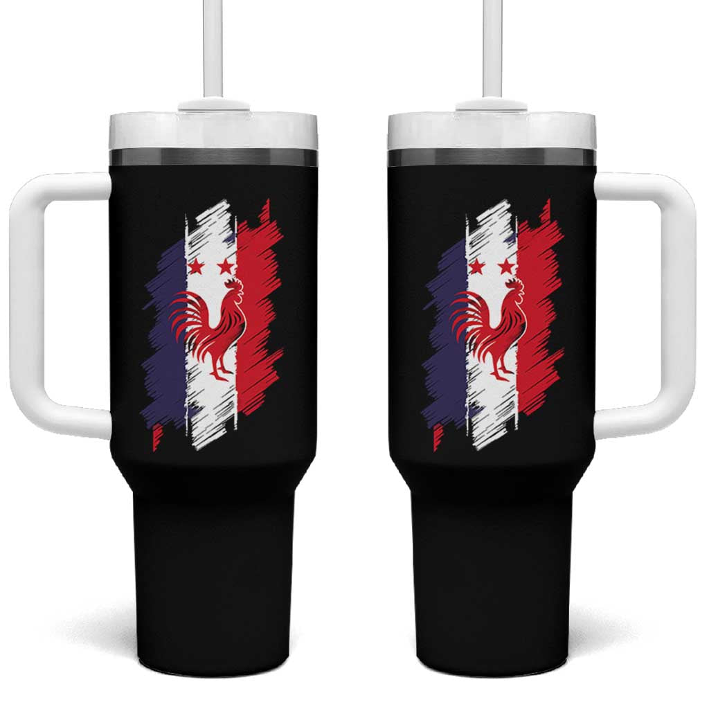 France Gallic Rooster Football Two Stars Brushstroke French Flag Graphic Tumbler With Handle