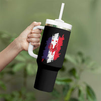 France Gallic Rooster Football Two Stars Brushstroke French Flag Graphic Tumbler With Handle