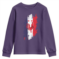 France Gallic Rooster Football Two Stars Brushstroke French Flag Graphic Youth Sweatshirt