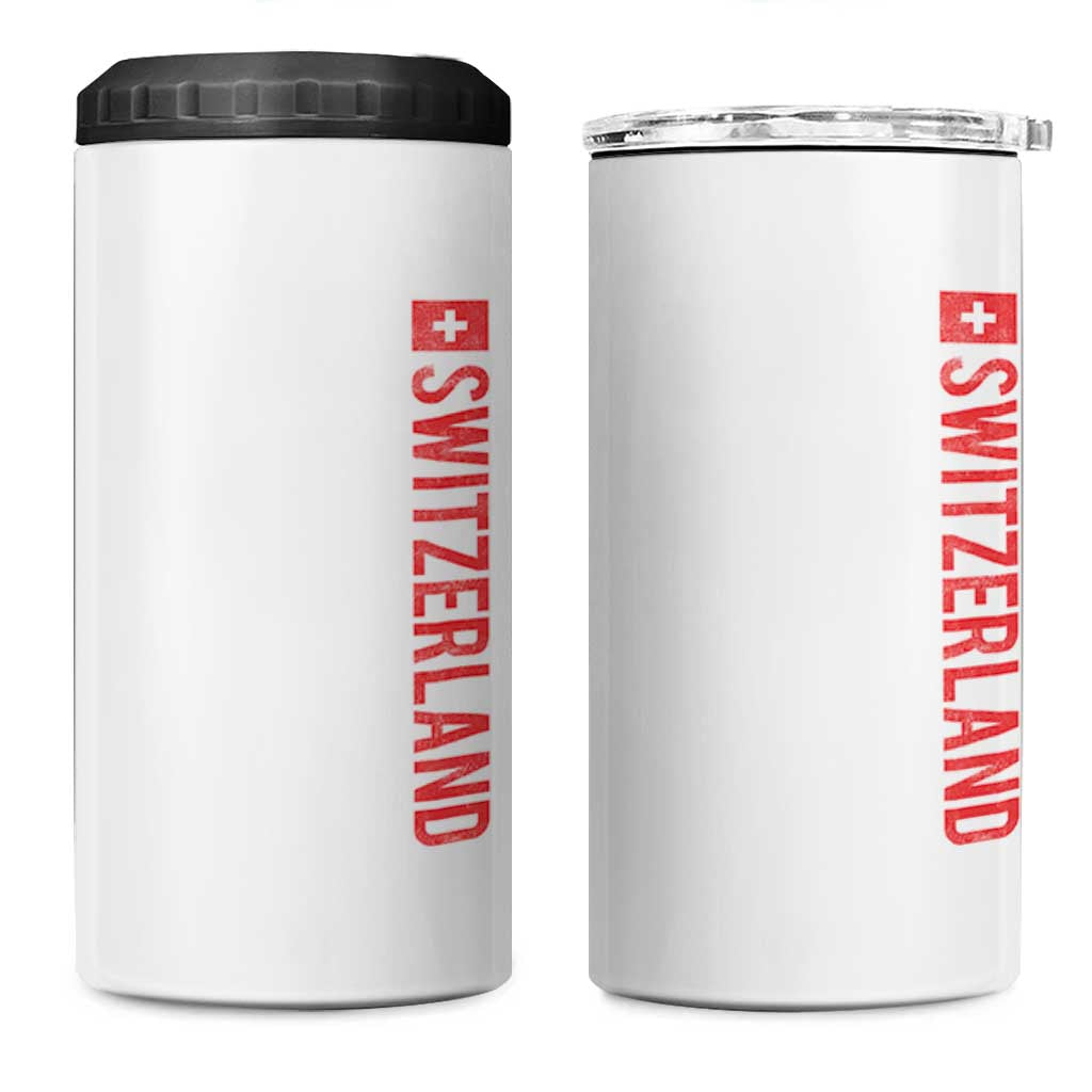 Switzerland Heritage Vintage Swiss Flag Schweiz 4 in 1 Can Cooler Tumbler