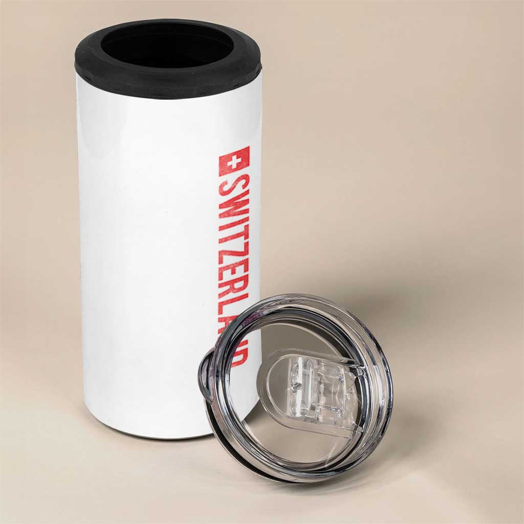 Switzerland Heritage Vintage Swiss Flag Schweiz 4 in 1 Can Cooler Tumbler