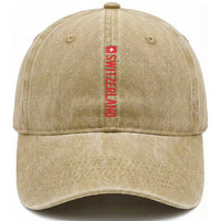 Switzerland Heritage Vintage Swiss Flag Schweiz Washed Cotton Baseball Cap