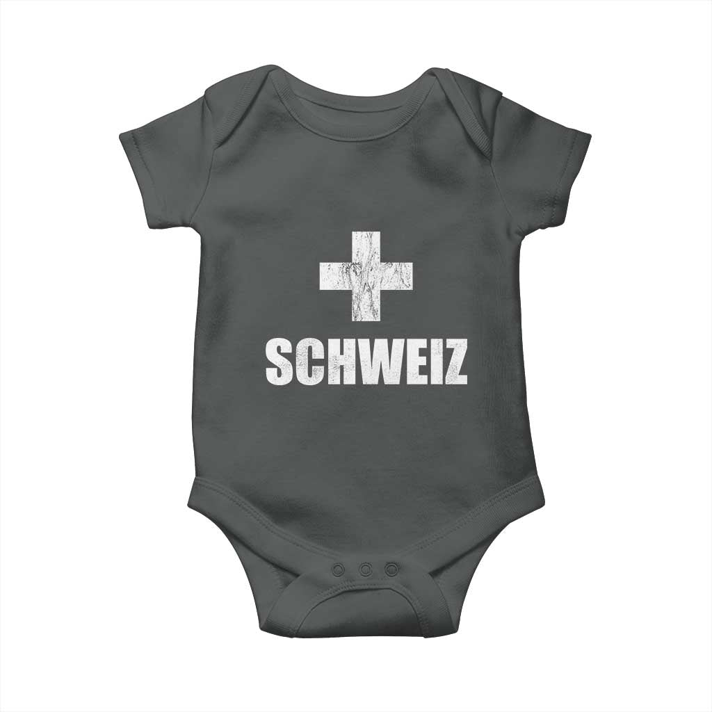 Schweiz Swiss German Vintage Cross Flag Switzerland Roots Baby Onesie