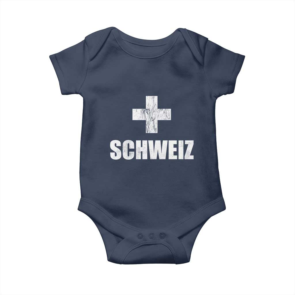 Schweiz Swiss German Vintage Cross Flag Switzerland Roots Baby Onesie