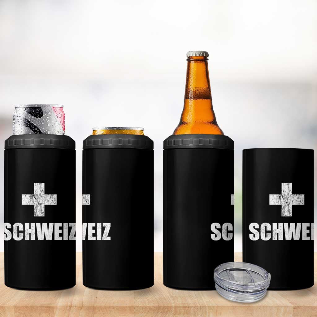 Schweiz Swiss German Vintage Cross Flag Switzerland Roots 4 in 1 Can Cooler Tumbler