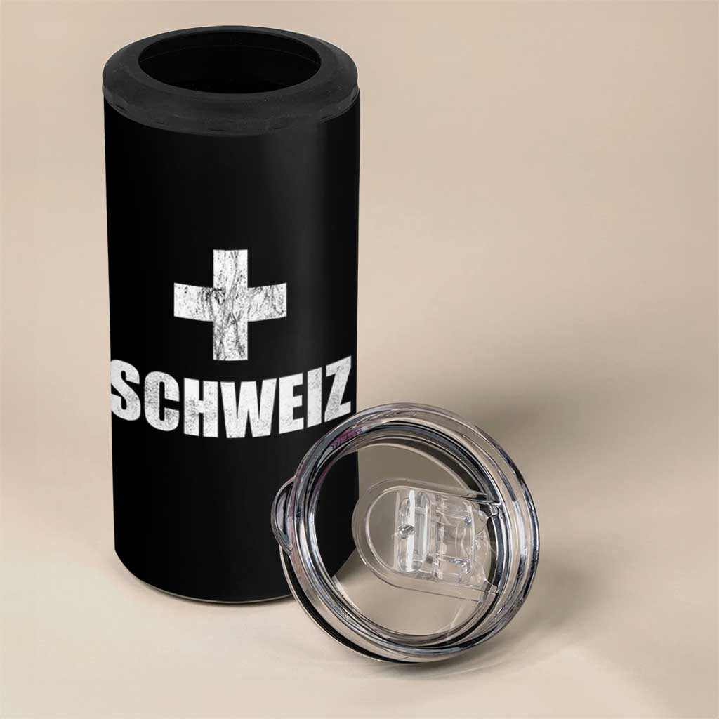 Schweiz Swiss German Vintage Cross Flag Switzerland Roots 4 in 1 Can Cooler Tumbler