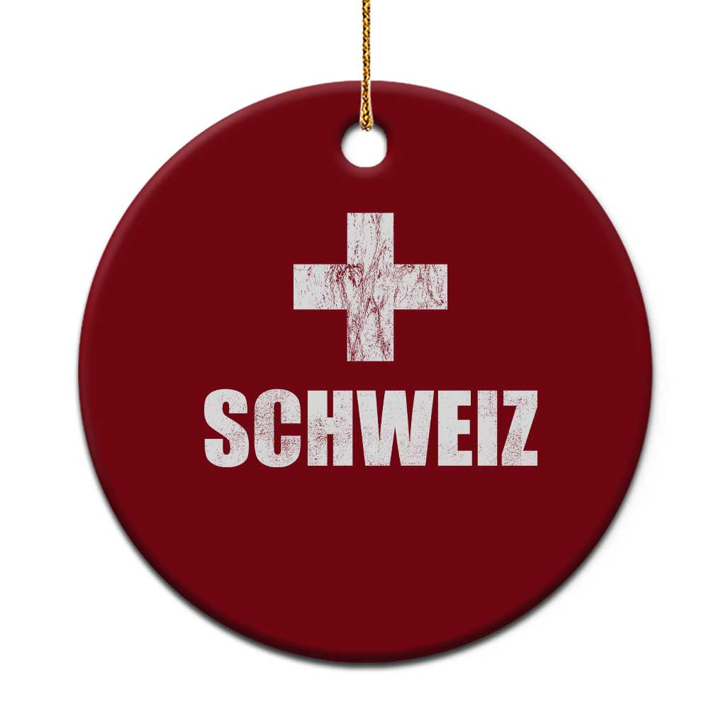 Schweiz Swiss German Vintage Cross Flag Switzerland Roots Ceramic Ornament