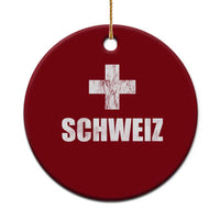 Schweiz Swiss German Vintage Cross Flag Switzerland Roots Ceramic Ornament