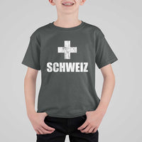 Schweiz Swiss German Vintage Cross Flag Switzerland Roots T Shirt For Kid