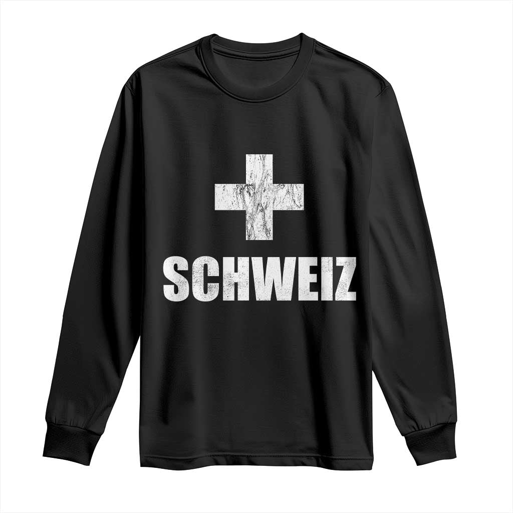 Schweiz Swiss German Vintage Cross Flag Switzerland Roots Long Sleeve Shirt