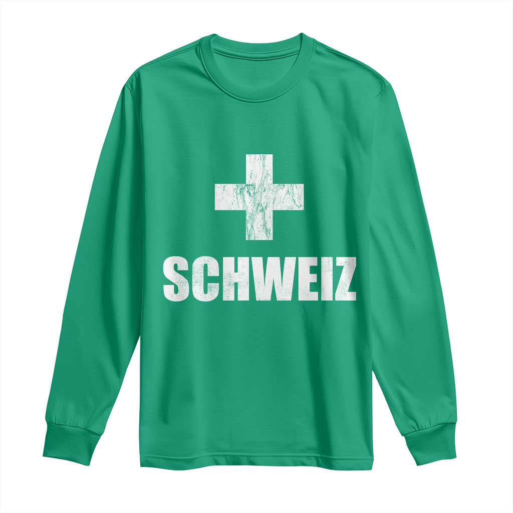 Schweiz Swiss German Vintage Cross Flag Switzerland Roots Long Sleeve Shirt