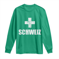 Schweiz Swiss German Vintage Cross Flag Switzerland Roots Long Sleeve Shirt