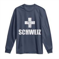 Schweiz Swiss German Vintage Cross Flag Switzerland Roots Long Sleeve Shirt