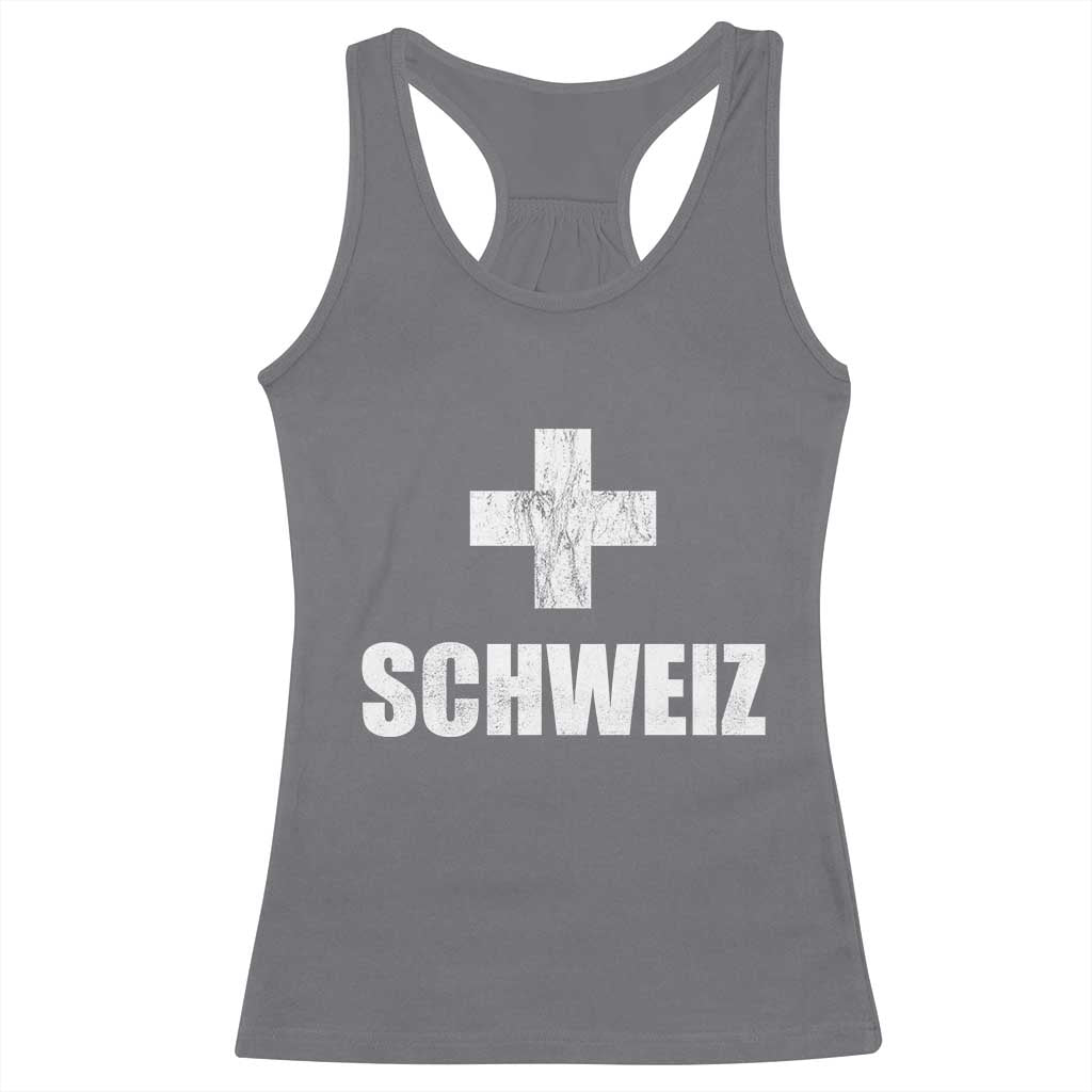 Schweiz Swiss German Vintage Cross Flag Switzerland Roots Racerback Tank Top