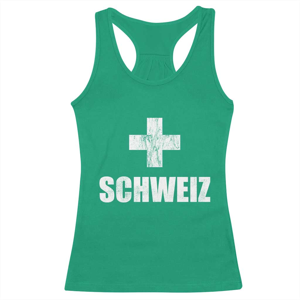 Schweiz Swiss German Vintage Cross Flag Switzerland Roots Racerback Tank Top