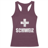 Schweiz Swiss German Vintage Cross Flag Switzerland Roots Racerback Tank Top