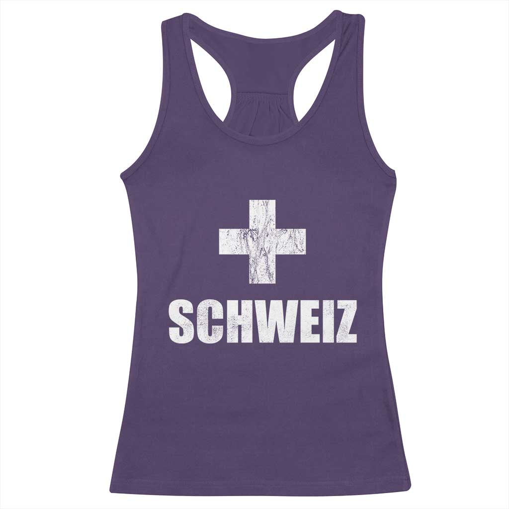 Schweiz Swiss German Vintage Cross Flag Switzerland Roots Racerback Tank Top