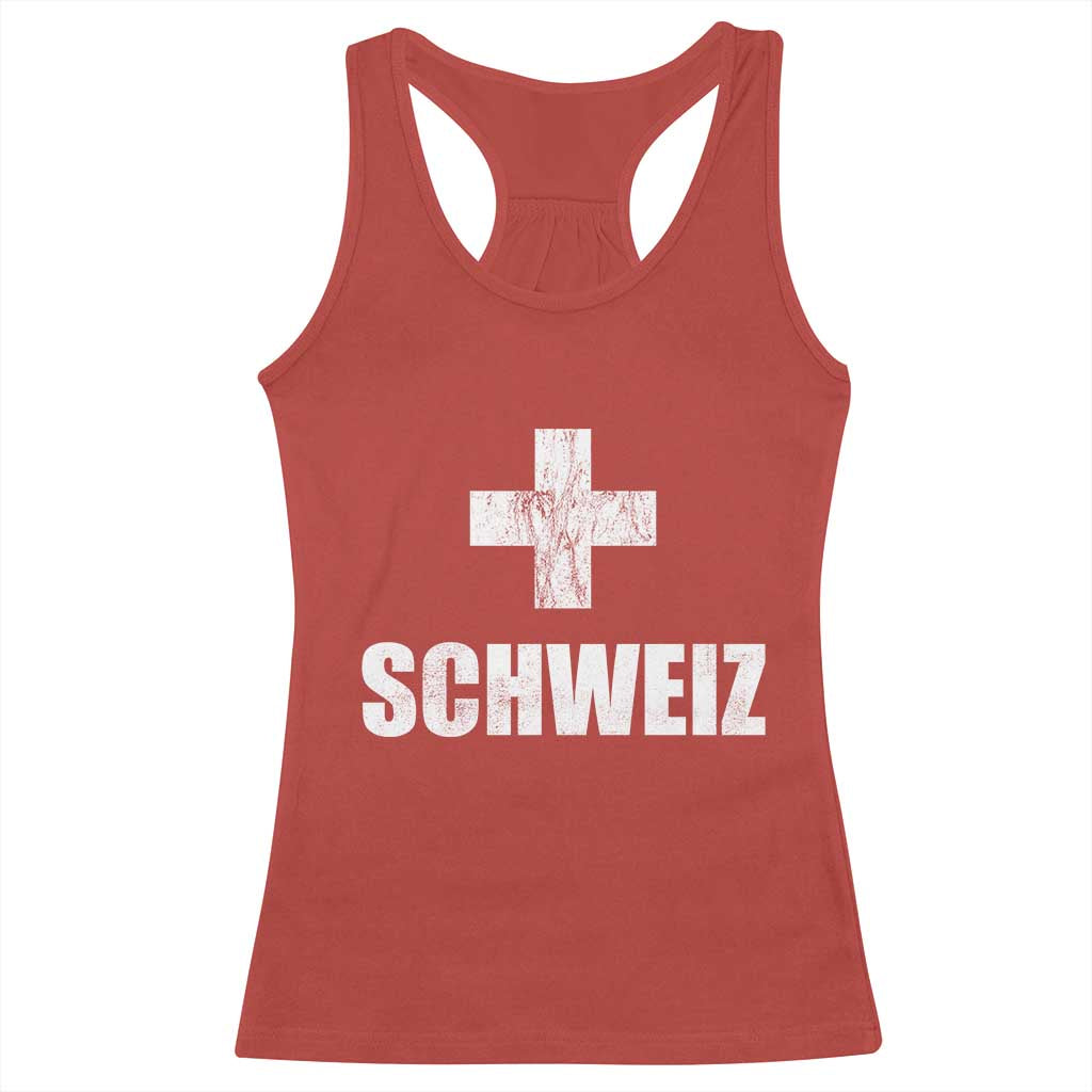 Schweiz Swiss German Vintage Cross Flag Switzerland Roots Racerback Tank Top