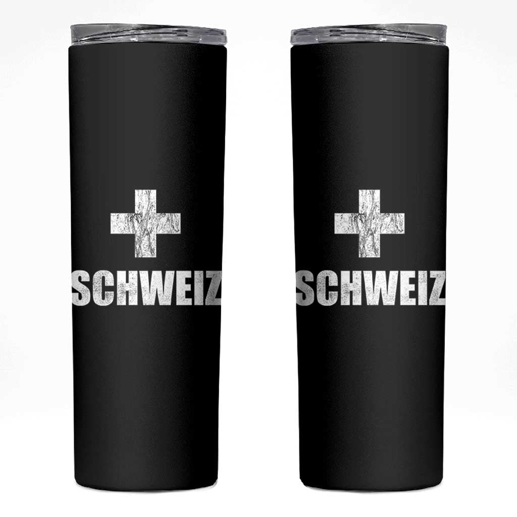 Schweiz Swiss German Vintage Cross Flag Switzerland Roots Skinny Tumbler