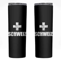 Schweiz Swiss German Vintage Cross Flag Switzerland Roots Skinny Tumbler