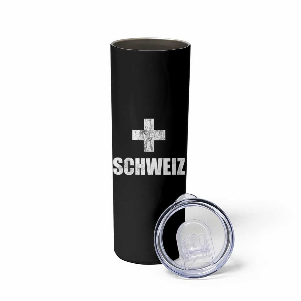 Schweiz Swiss German Vintage Cross Flag Switzerland Roots Skinny Tumbler