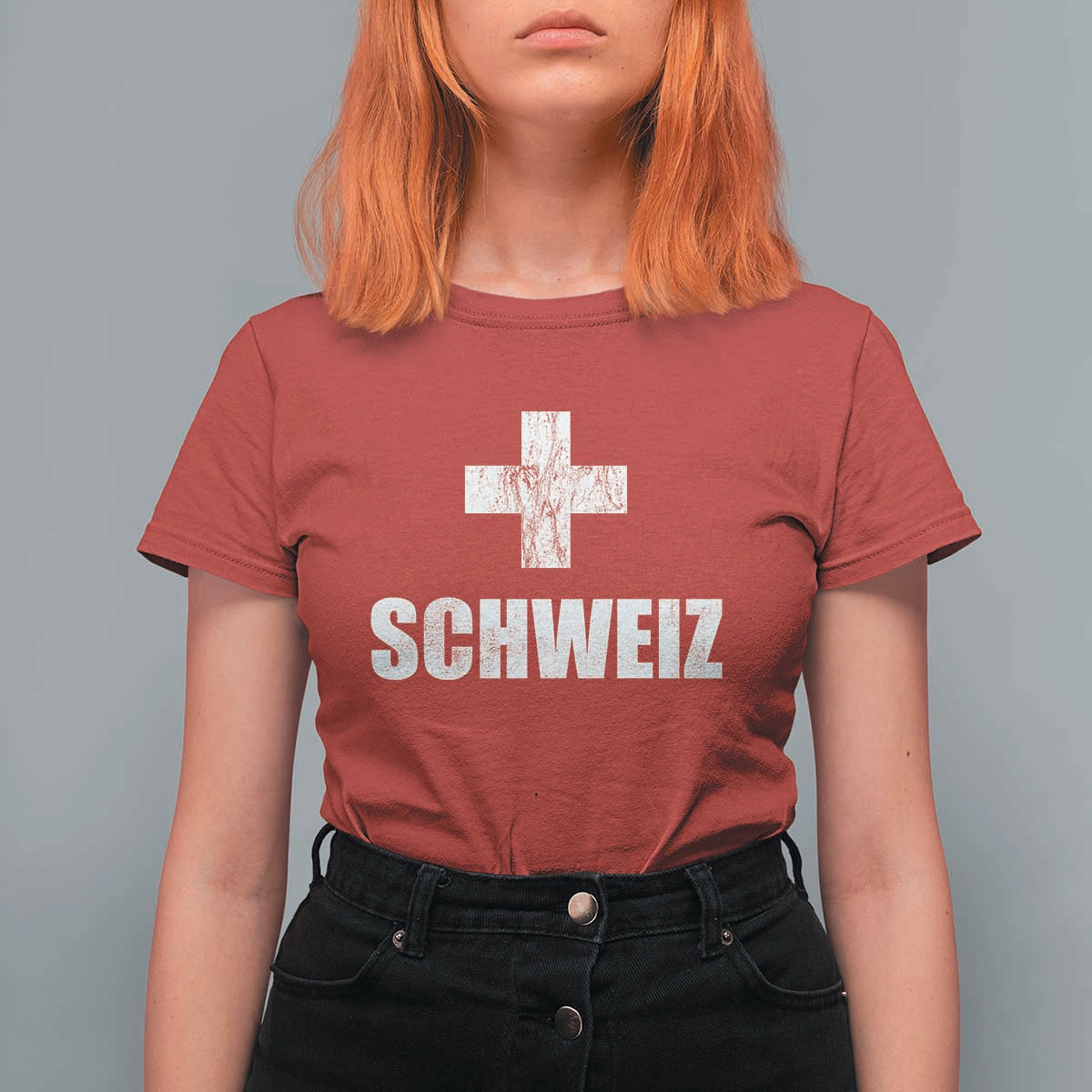 Schweiz Swiss German Vintage Cross Flag Switzerland Roots T Shirt For Women