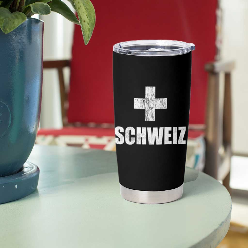Schweiz Swiss German Vintage Cross Flag Switzerland Roots Tumbler Cup