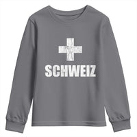 Schweiz Swiss German Vintage Cross Flag Switzerland Roots Youth Sweatshirt