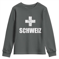 Schweiz Swiss German Vintage Cross Flag Switzerland Roots Youth Sweatshirt